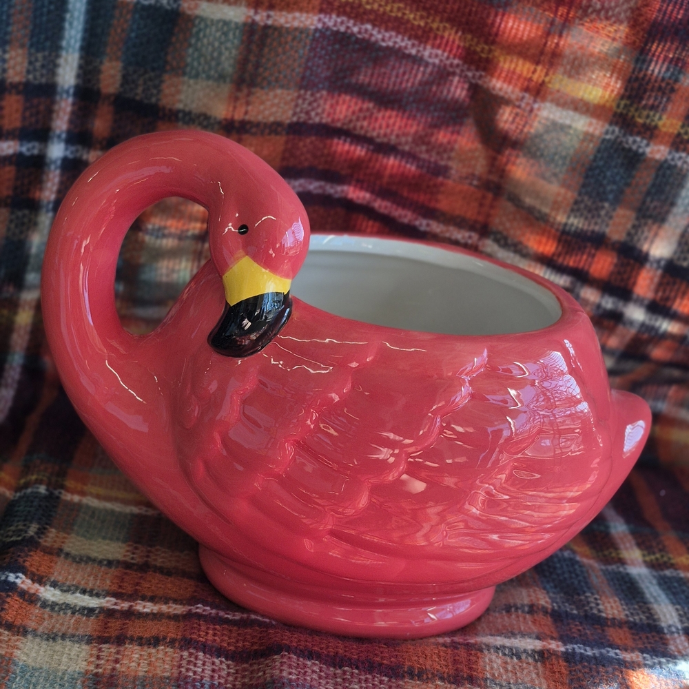 Pink Flamingo Ceramic Planter